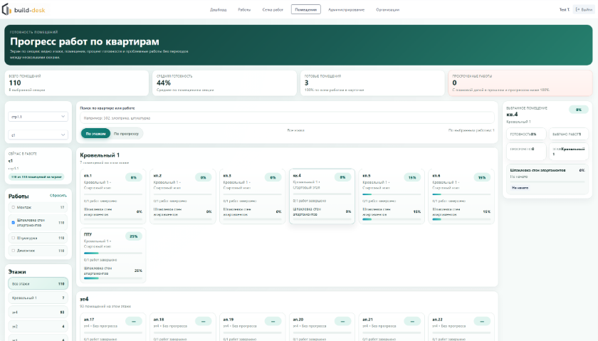BuildDesk project progress view